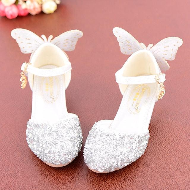 Glitter Butterfly Princess Pink Shoes Sparkly – Girls'