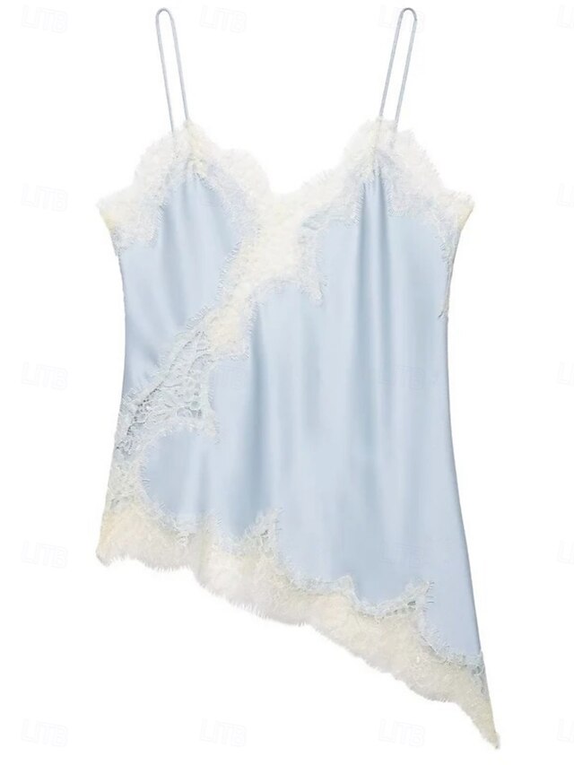 Women's Blouse Camisole Tank Top Sleeveless Shirt Lace Trim