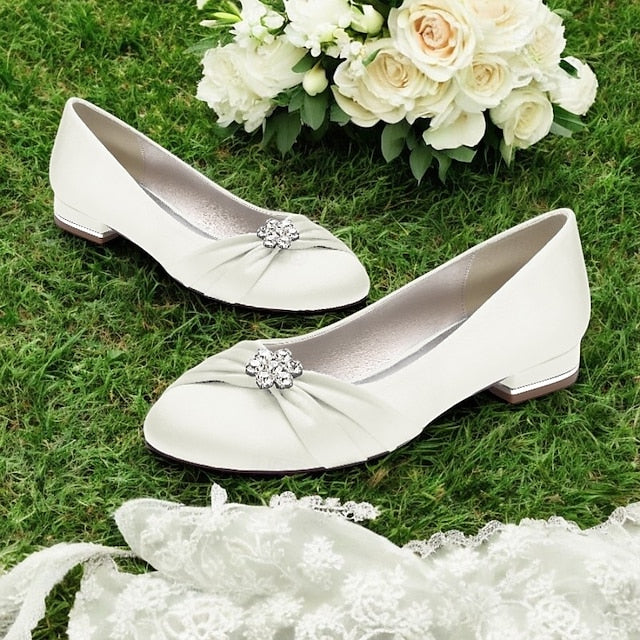 with Satin Wedding Light Women's Rhinestone Flats Blue