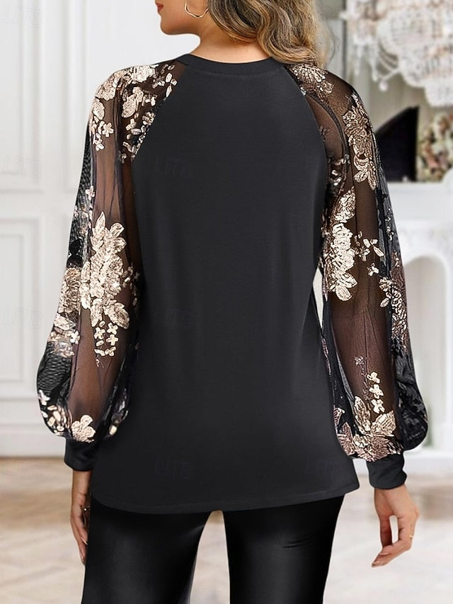 Women's Blouse Lace Print Lace Flower / Plants Elegant