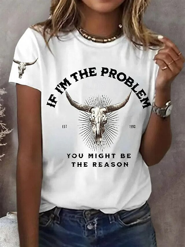 Women's T Shirt Print Graphic Letter Vintage Stylish