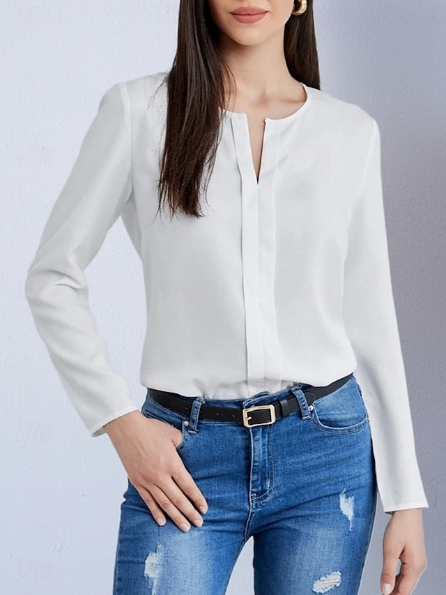 Women's Shirt Satin Shirt Casual Shirt Plain Vintage