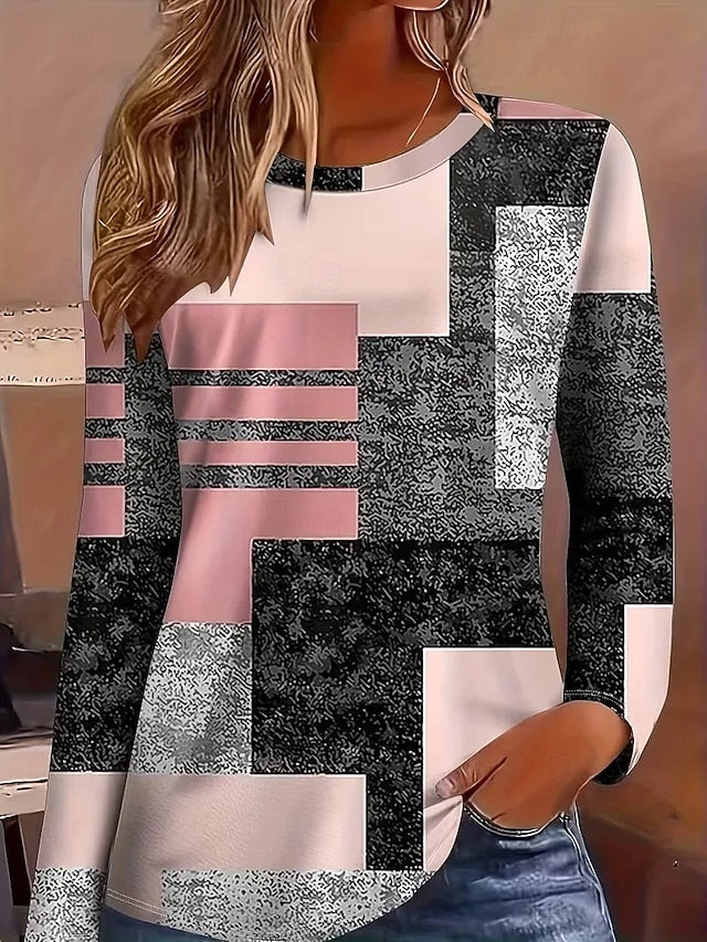 Women's T Shirt Graphic Geometric Fashion Casual Long