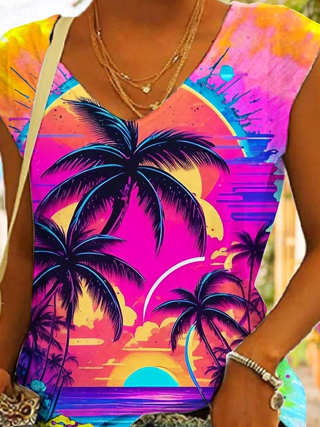 Women's Camisole Tank Top Leaf Stylish Casual Sleeveless