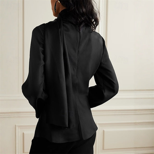 Women's Blouse Dressy Tops Ruched Patchwork Draped Solid