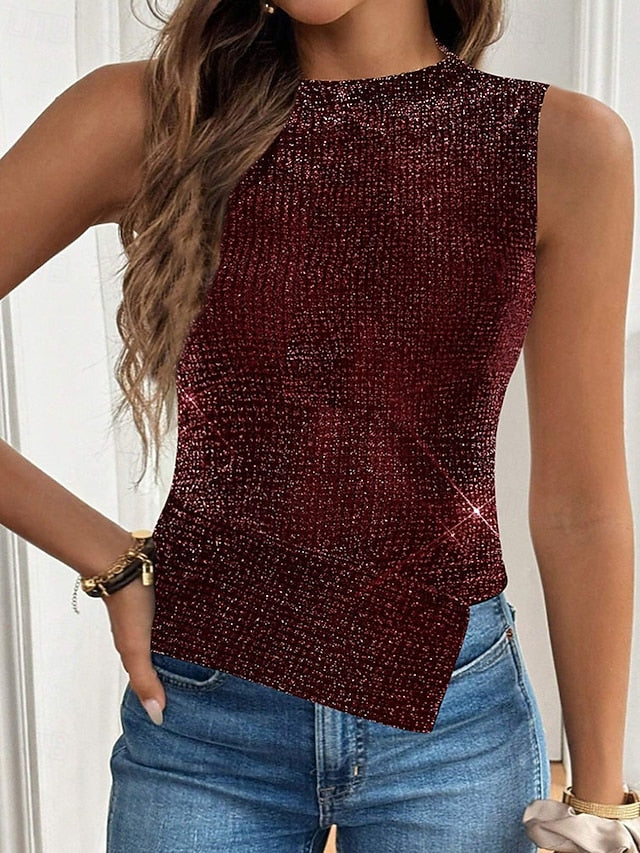 Women's T Shirt Tee Top Patchwork Solid Color Fashion