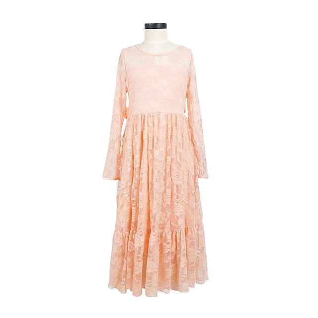 Colored Girl Kids Solid Dress Girls' Flower Long