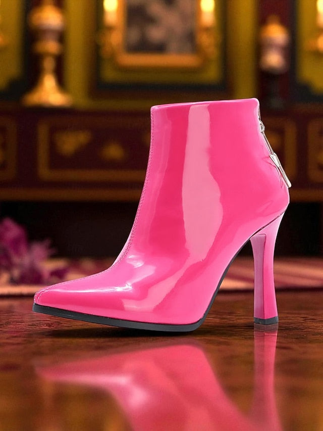 Boots with Gold Ankle Lining Stiletto Fur Heel Women's Faux