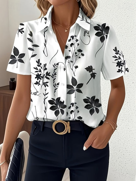 Women's Shirt Short Sleeve Floral Graphic Vintage Tropical