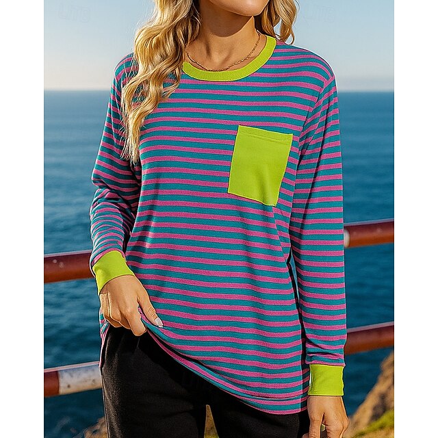 Women's Pullover Sweatshirt Casual Tops Pocket Long Sleeve