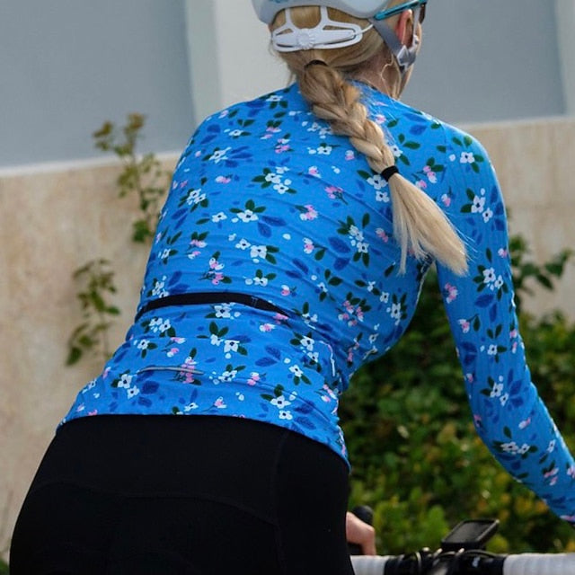 Women's Cycling Jersey Floral Botanical Funny Long Sleeve