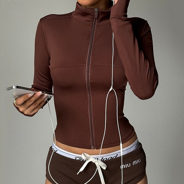 Women's Zip Up Jacket Yoga Jacket Stand Collar Lightweight