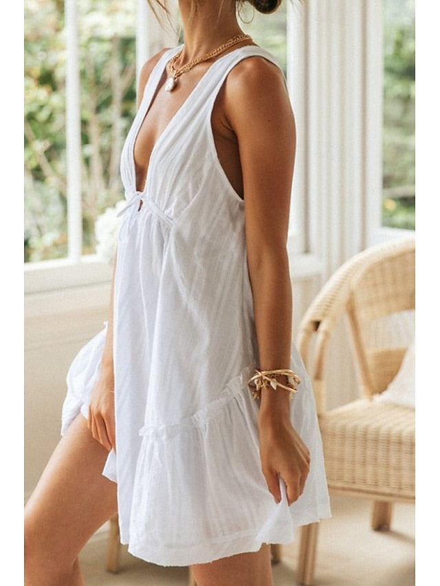 Women's Mini Dress White Dress Graduation Dress Fashion