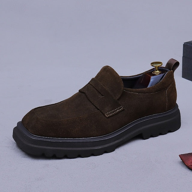 Loafers Cowhide Men's Suede -Classic Business Leather