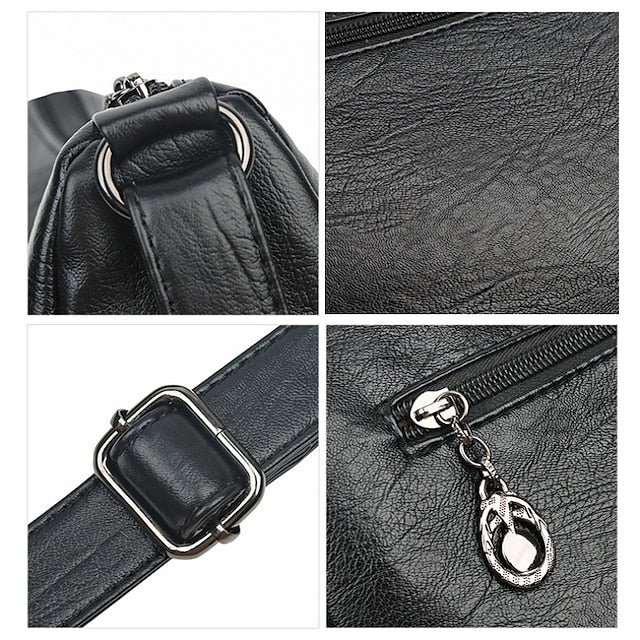 Kunstleder Damen Schultertasche mit mehreren Taschen - Umhängetasche