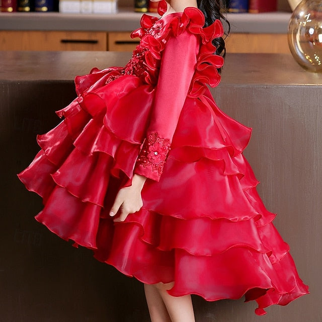 Wedding Dress Sleeve Party Special Kids Long Girls' Flower