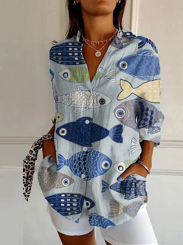 Women's Shirt Buttons Print Floral Graphic Active Daily