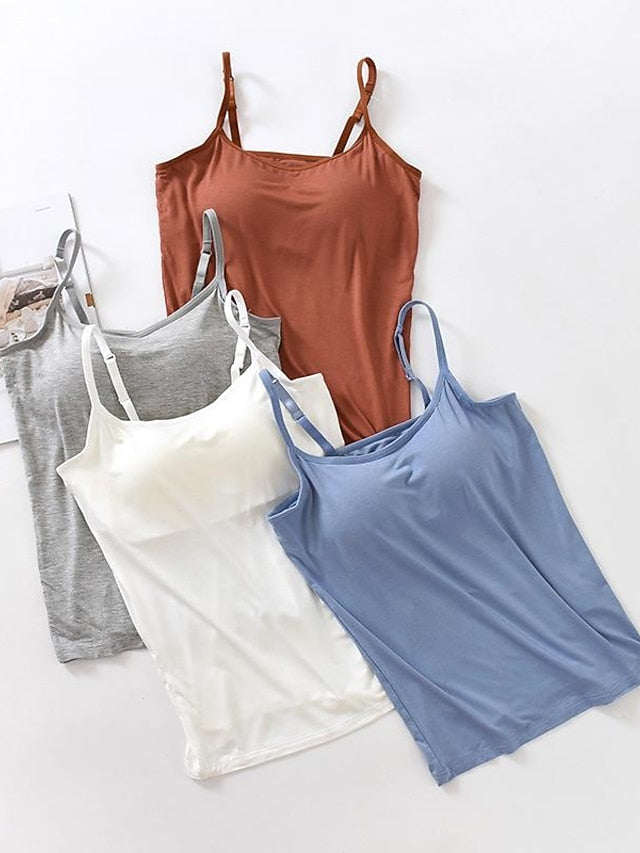 Women's Camisole Tank Top Plain Basic Sleeveless U Neck