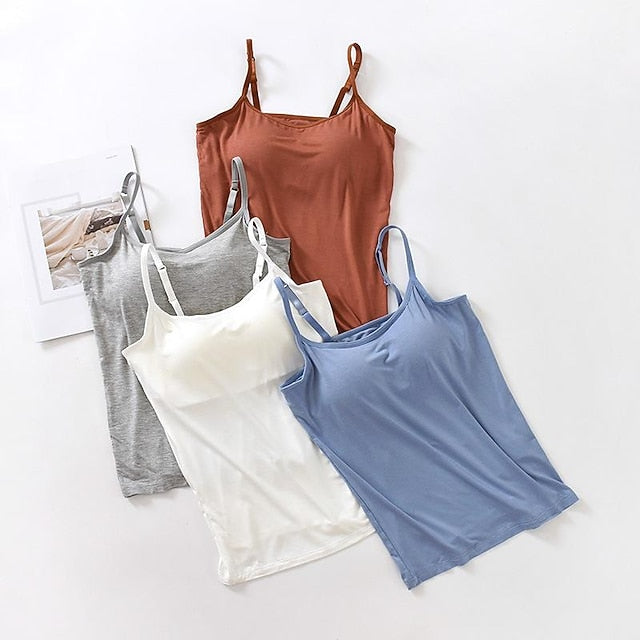 Multi Packs 3pcs Women's U Neck Sleeveless Khaki+White+Gray