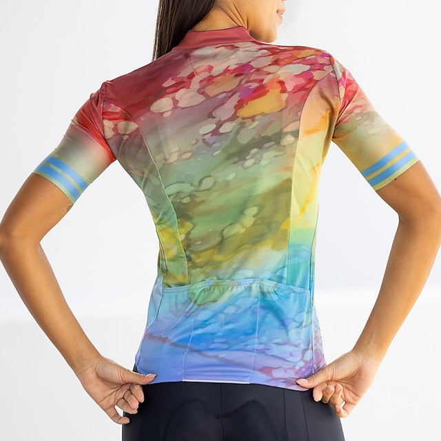 Women's Cycling Jersey Graphic Color Block Gradient Short