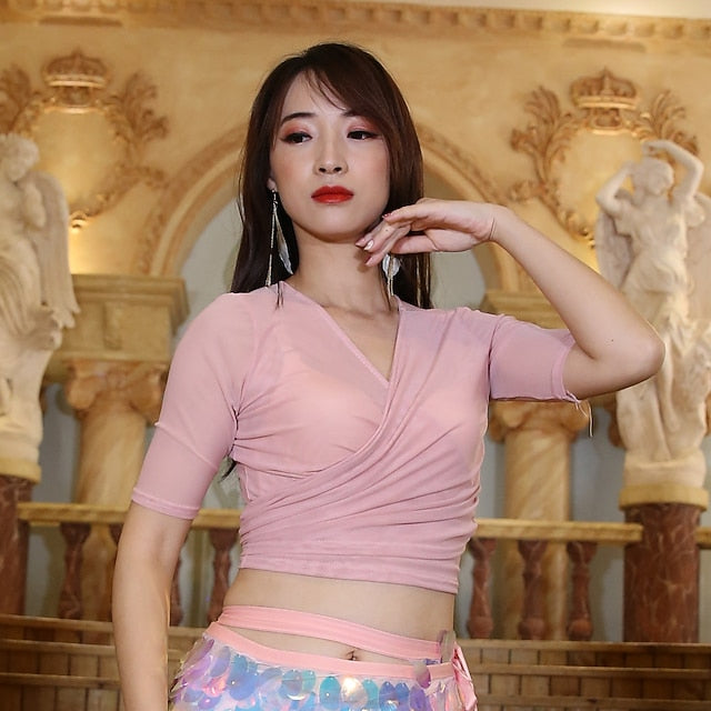 Belly Dance Top Ruching Split Joint Women's Performance