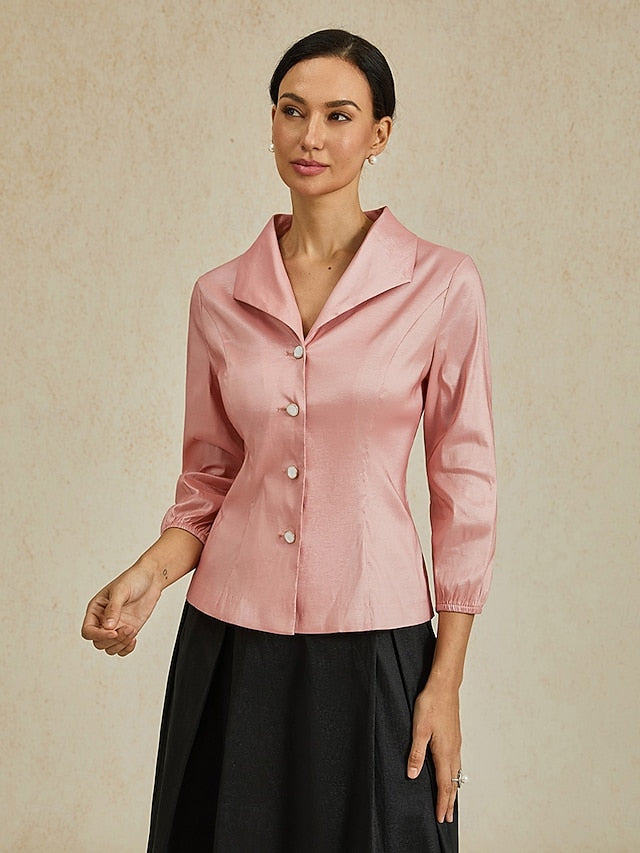 Women's With Belt Solid Color Stylish Turndown Dusty Rose