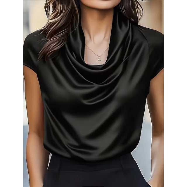 Women's Blouse Ruched Solid Color Elegant Stylish Casual