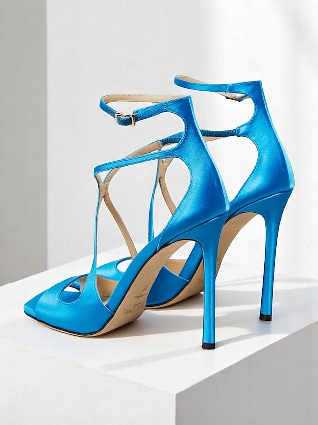 Lavender - Elegant Satin Heels Stiletto Women's Crisscross