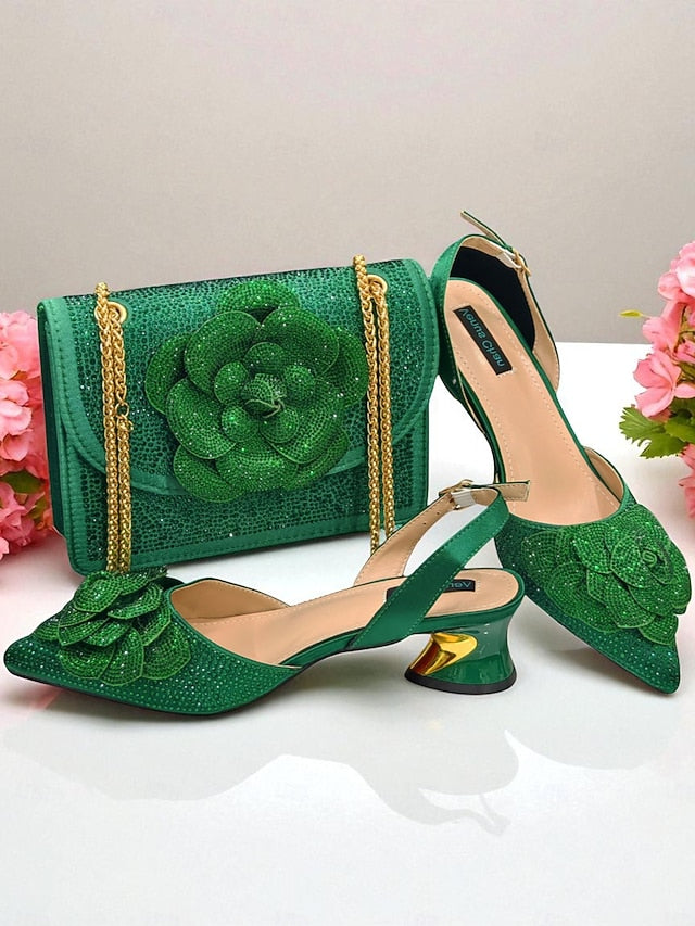 Rhinestone Gold with Women's Slingback Pumps Matching