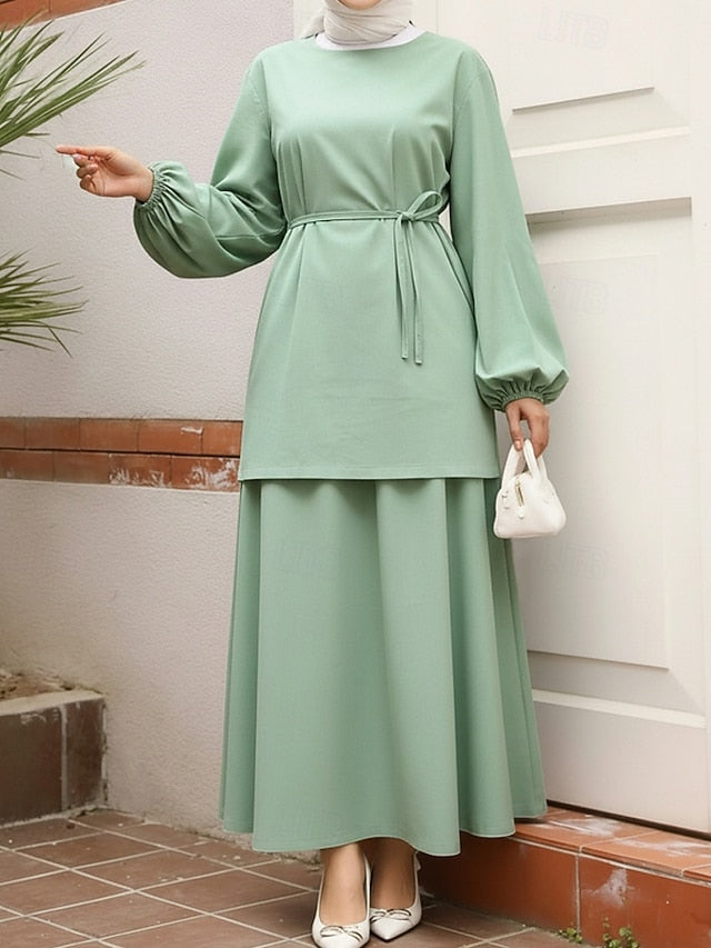 Women's Skirt Sets Bolero Top Long Sleeve Crew Neck Plain