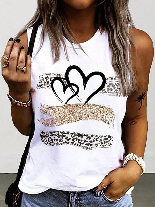 Women's Camisole Tank Top Heart Stylish Casual Sleeveless