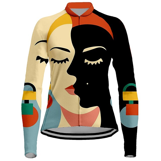 Women's Cycling Jersey Long Sleeve Bike Jersey Top with 3