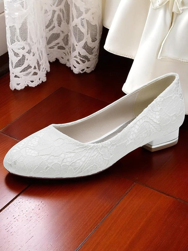 Heel Women's Lace Ivory Wedding Flats Low