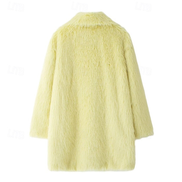 Furs Coat Faux Pocket Comfortable Fur Warm Women's