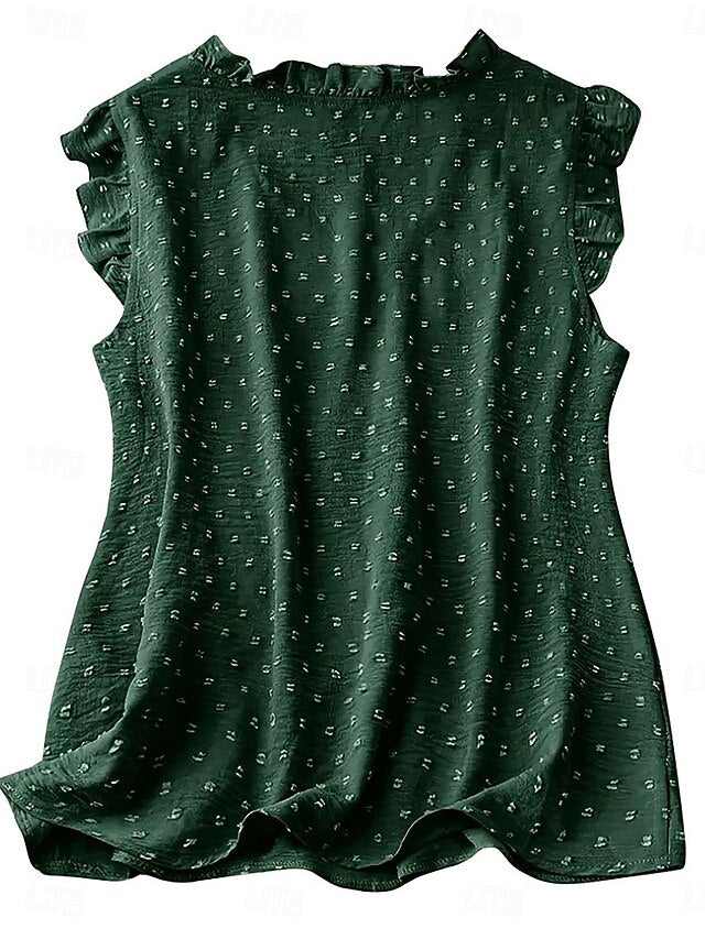 Women's Blouse Camisole Tank Top Ruffle Patchwork Solid