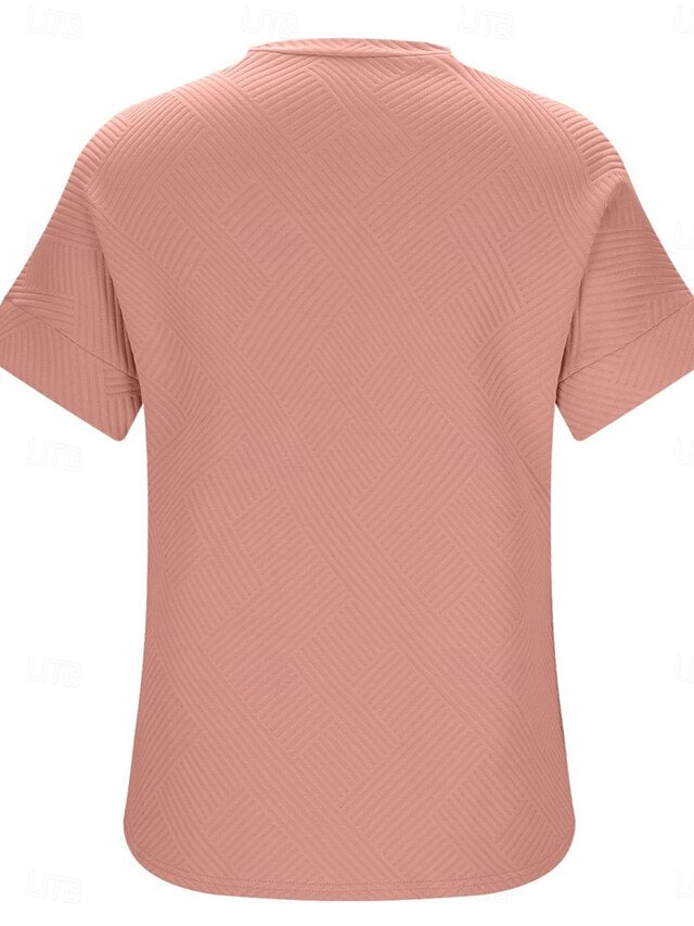 Women's T Shirt Tee Top Textured Solid Color Fashion