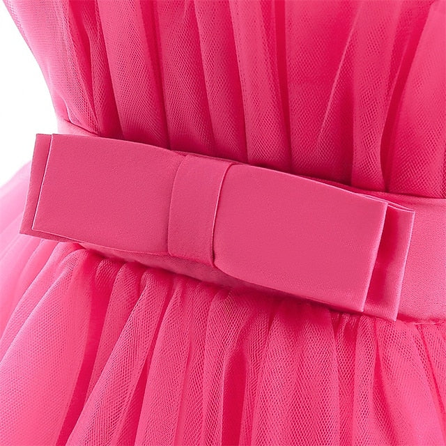 Kids Party Color Sleeveless Performance Girls' Solid Dress