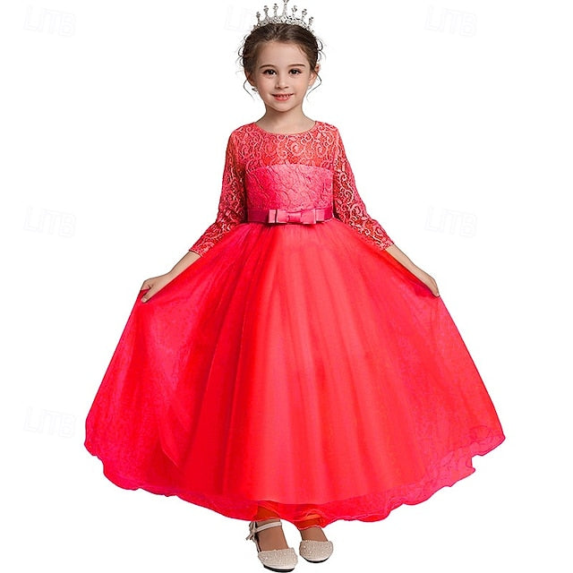 Half Flower Girls' Kids Girl Sleeve Dress Wedding