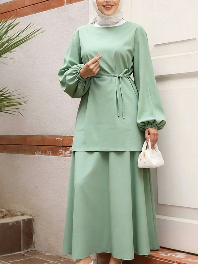 Women's Skirt Sets Bolero Top Long Sleeve Crew Neck Plain