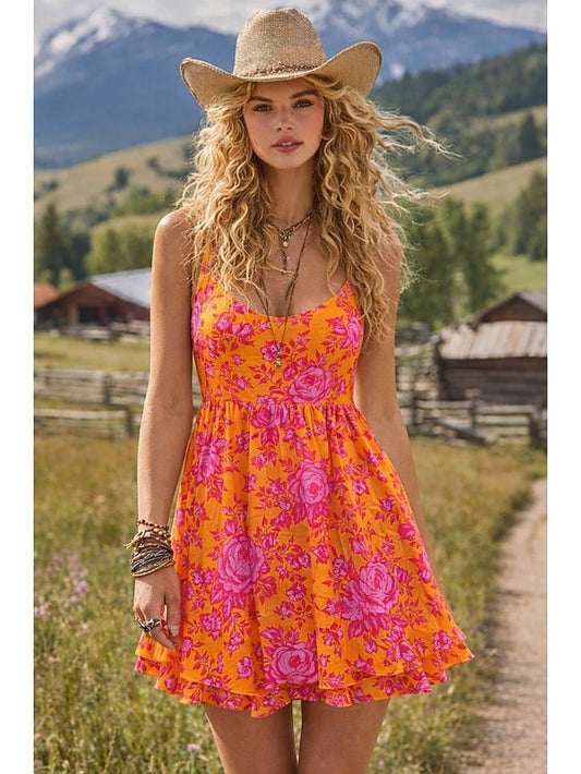 Women's Mini Dress Beach Dress Vintage Dress Linen Dress