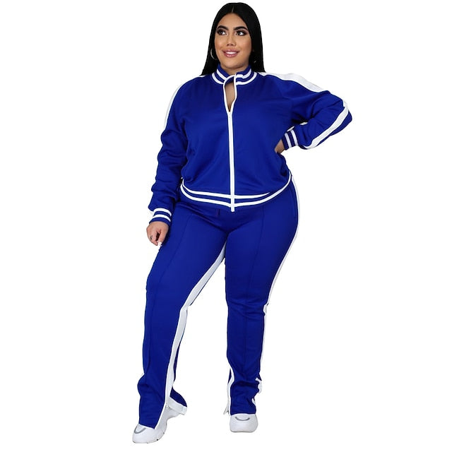 Women's Tracksuit Sweatsuit Drawstring 2 Piece Striped