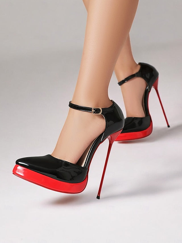 Stiletto and Red Black Patent Platform Women's Leather