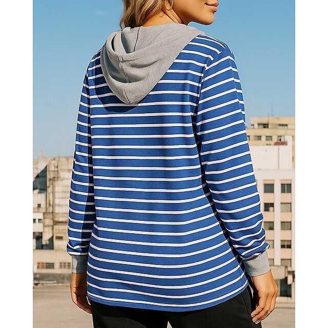 Women's Pullover Sweatshirt Casual Tops Drawstring Long