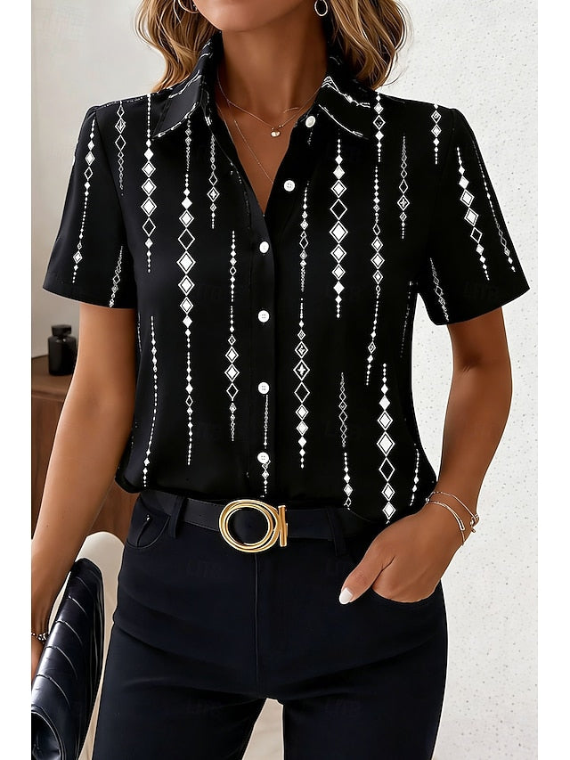 Women's Shirt Short Sleeve Graphic Geometric Vintage