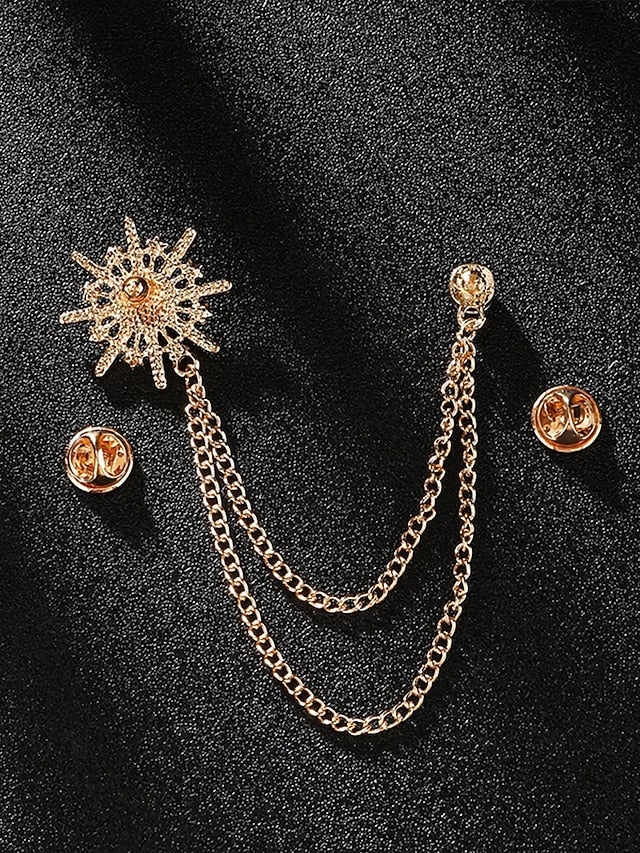 Pin Lapel Crystal Chains – Gold with Elegant Stylish Star