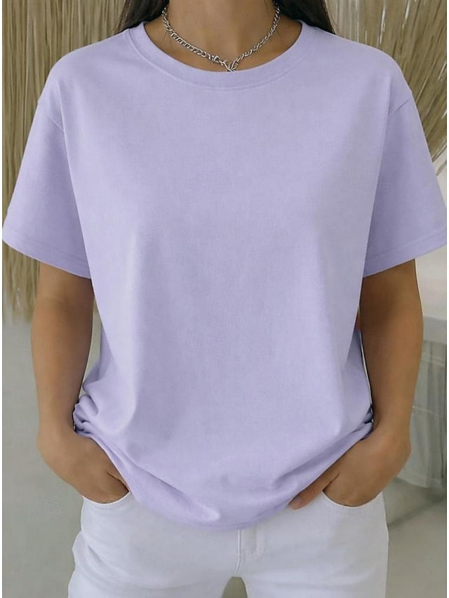 Women's Plus Size T Shirt Tee 100% Cotton Solid Color