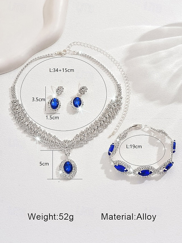 Crystal Necklace Set Jewelry Women Green – for Luxury Elegant