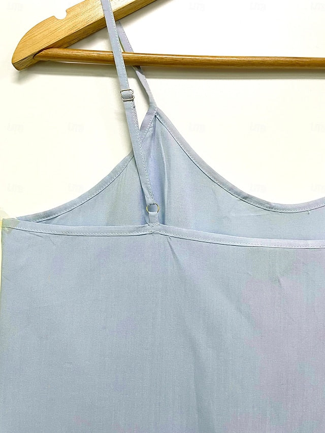 Viscose Adjustable Straps Cami Dress Vacation