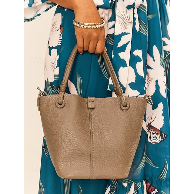 Damen Beutel Stilvolle Tasche Bucket Passend zu – Leder