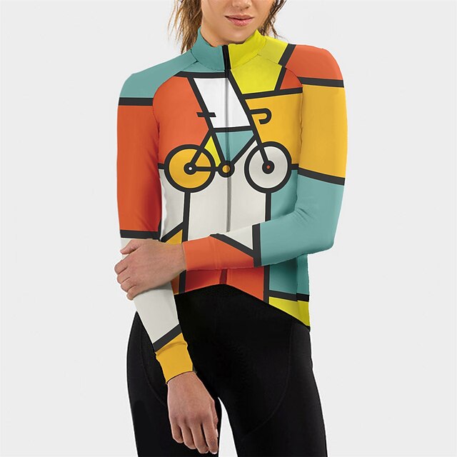 Women's Cycling Jersey Geometric Geometry Funny Long Sleeve